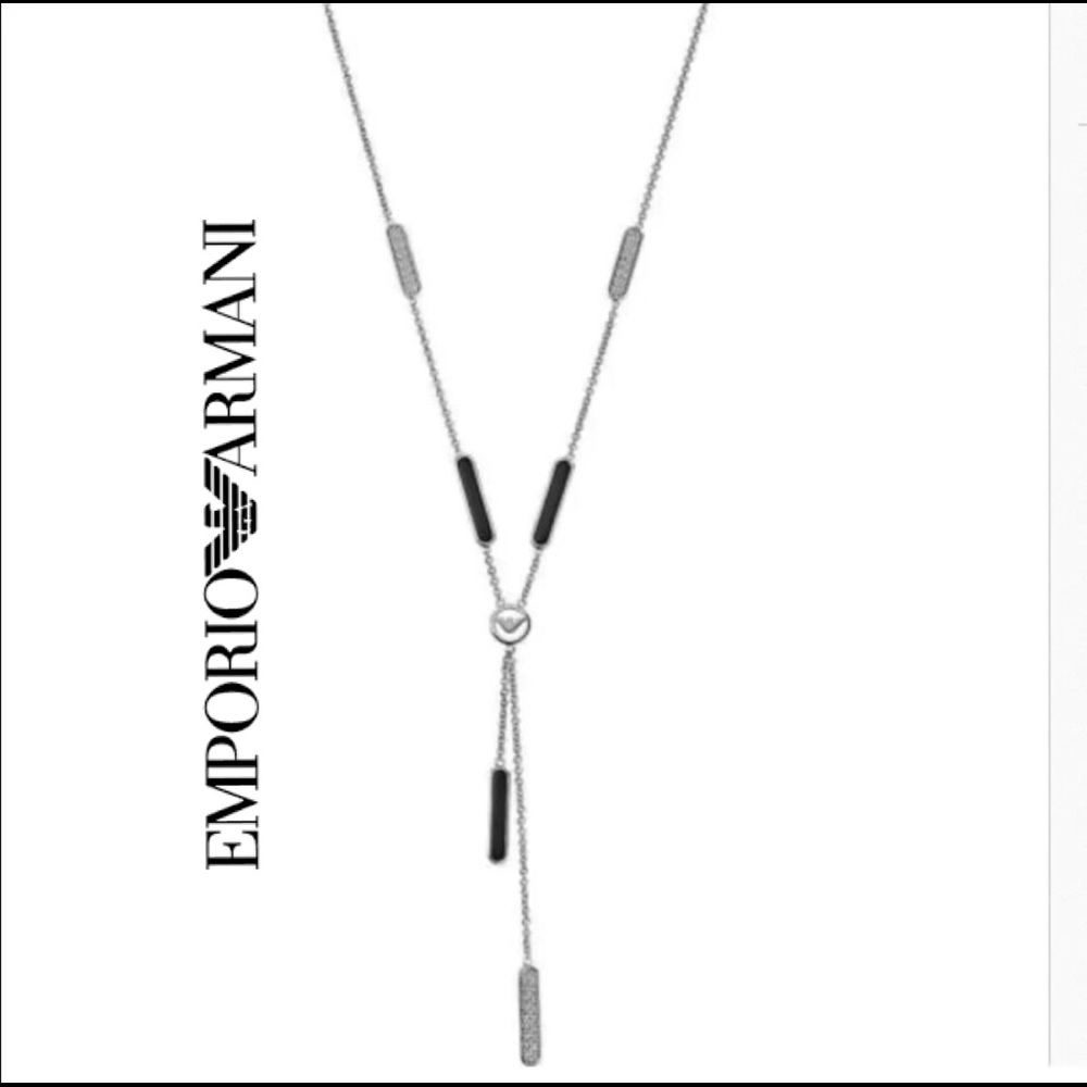 Emporio Armani  Crystal & Onix necklace $195 New
